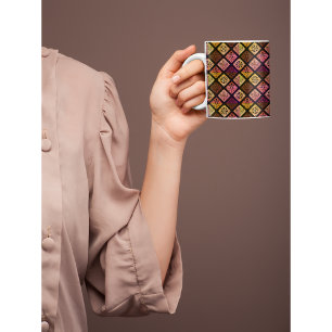 Mexican colourful pattern Dia de los Muertos Two-Tone Coffee Mug