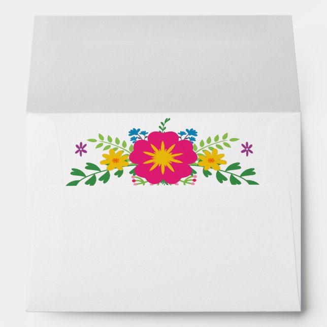 Mexican colourful Quinceañera Fiesta floral Envelope (Back (Bottom))
