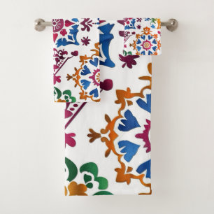 Mexican Colourful Star Tile Bath Towel Set