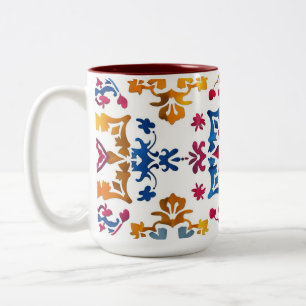 Mexican Colourful Star Tile Two-Tone Coffee Mug