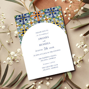 Mexican Colourful Tile Arch Wedding Invitation