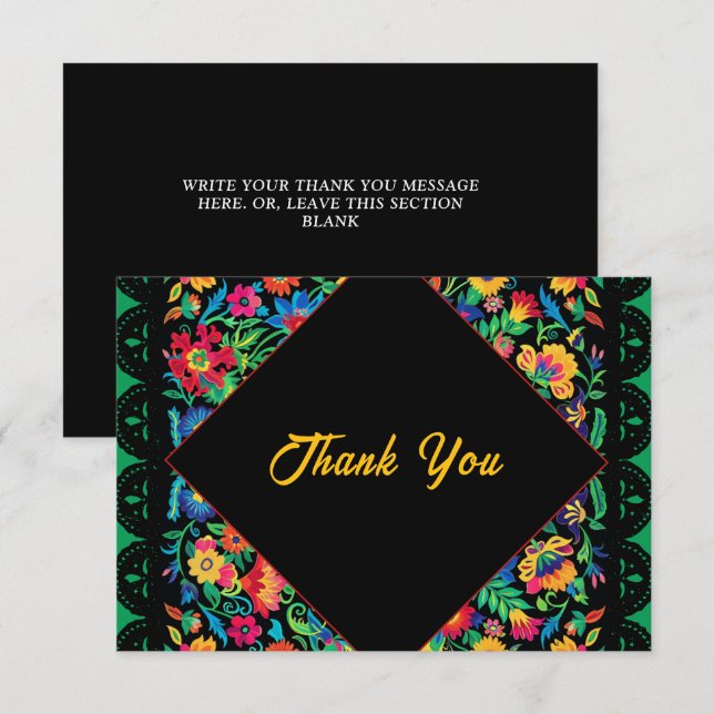 Mexican colourful wedding  thank you card (Front/Back)