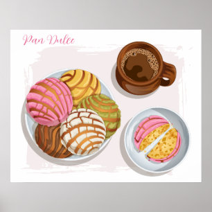 Mexican Concha Pan Dulce & Champurrado Mug Kitchen Poster