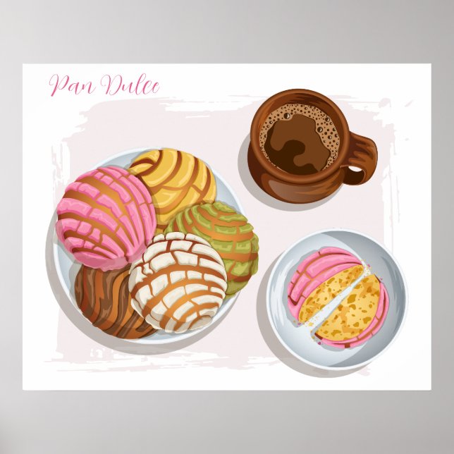 Mexican Concha Pan Dulce & Champurrado Mug Kitchen Poster (Front)