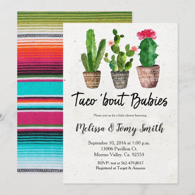 Mexican Couple baby shower invitation (Front/Back)