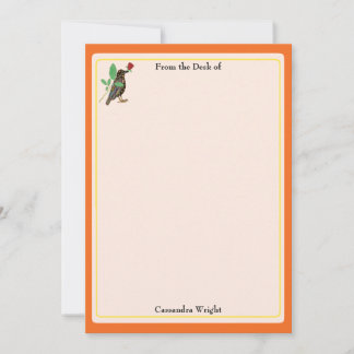 Mexican Crow & Rose Orange Personalised Stationery Note Card