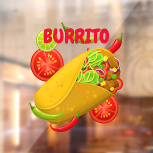 Mexican Cuisine Burrito Window Cling