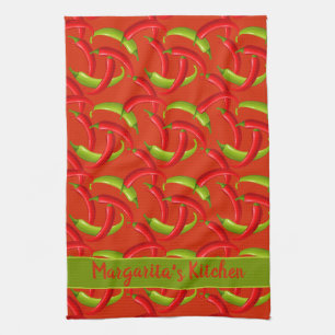 Mexican Cuisine Chilli Peppers Personalised Custom Tea Towel