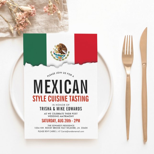 Mexican Cuisine | Party Flag White Invite (Creator Uploaded)