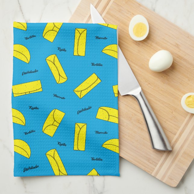 Mexican Cuisine Tortilla Burrito Fajita Enchilada Tea Towel (Quarter Fold)