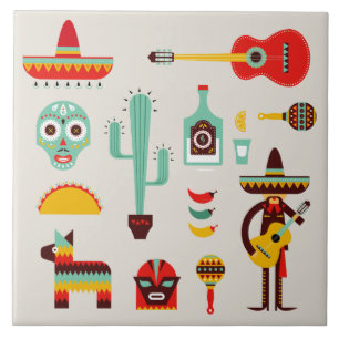 Mexican culture illustations tile