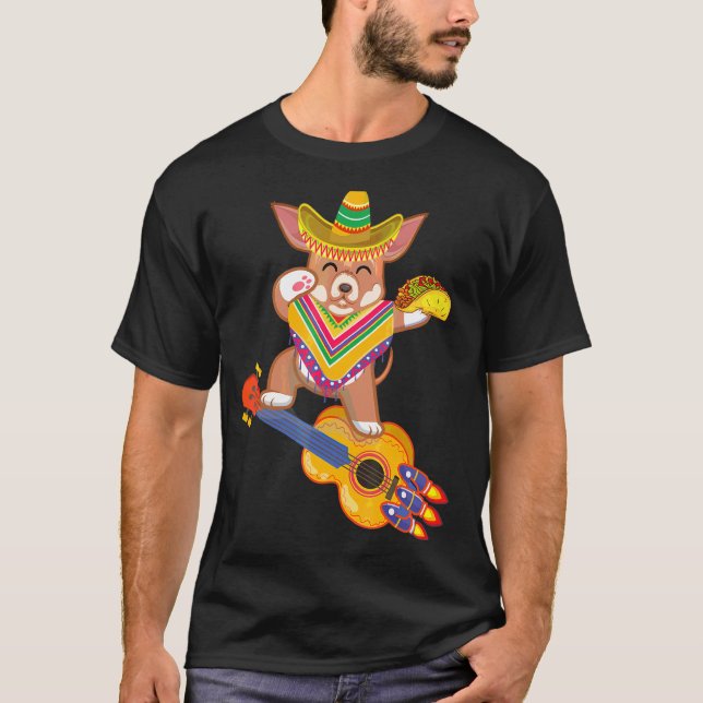 Mexican Dabbing Chihuahua Cinco De Mayo Poncho Som T-Shirt (Front)