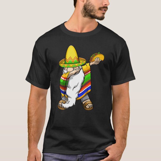 Mexican Dabbing Gnome Cinco De Mayo Poncho Sombrer T-Shirt (Front)