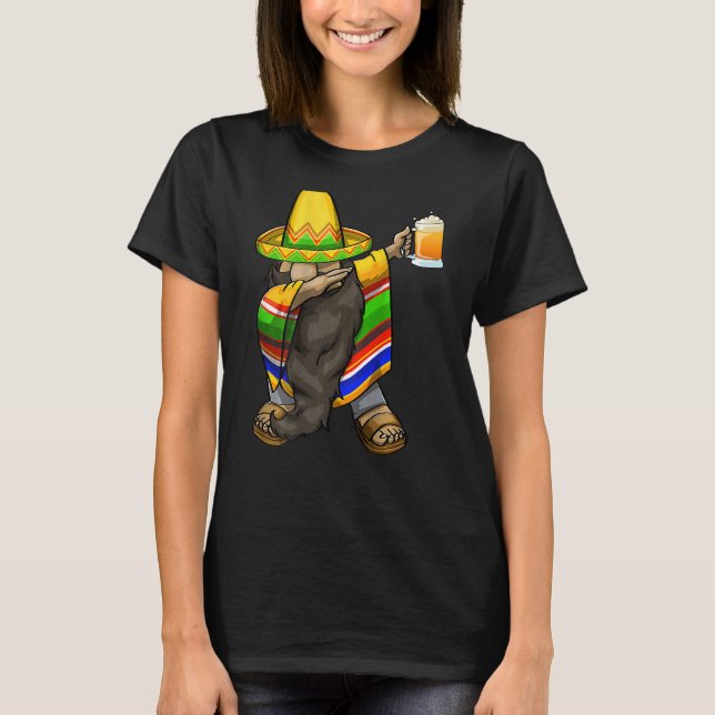 Mexican Dabbing Gnome Cinco De Mayo Poncho Sombrer T-Shirt (Front)