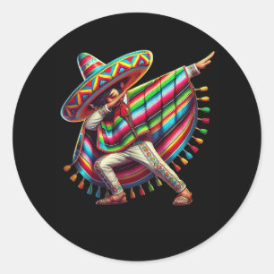 Mexican Dabbing Poncho Cinco De Mayo Dab Fiesta Bo Classic Round Sticker