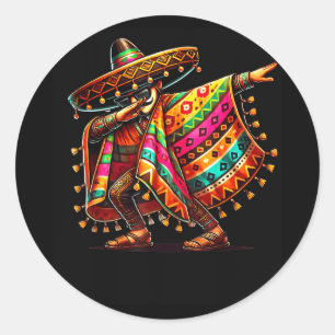 Mexican dabbing sombrero moustache cinco de mayo classic round sticker