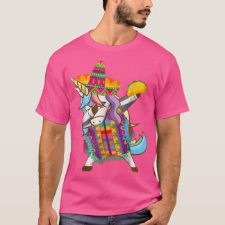 Mexican Dabbing Unicorn Cinco De Mayo Poncho Sombr T-Shirt
