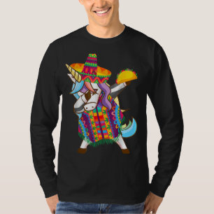 Mexican Dabbing Unicorn Cinco De Mayo Poncho Sombr T-Shirt
