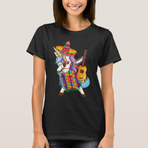 Mexican Dabbing Unicorn Cinco De Mayo Poncho Sombr T-Shirt