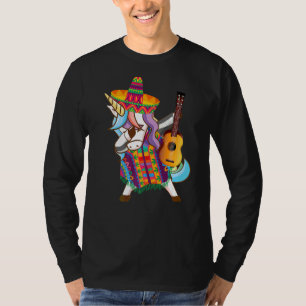Mexican Dabbing Unicorn Cinco De Mayo Poncho Sombr T-Shirt