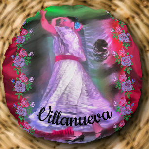 Mexican Dancer & Roses 0175 Round Cushion