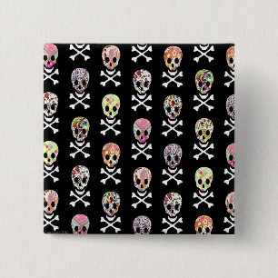 Mexican Day of Dead Skull Crossbones 15 Cm Square Badge