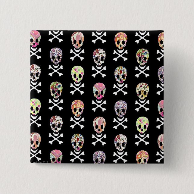 Mexican Day of Dead Skull Crossbones 15 Cm Square Badge (Front)