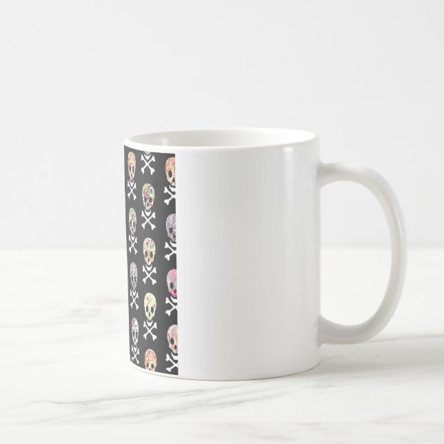 Mexican Day of Dead Skull Crossbones Coffee Mug (Right)