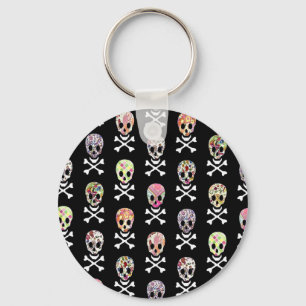 Mexican Day of Dead Skull Crossbones Key Ring