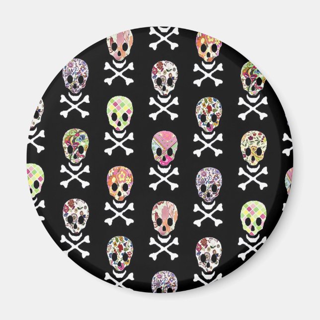 Mexican Day of Dead Skull Crossbones Magnet (Front)