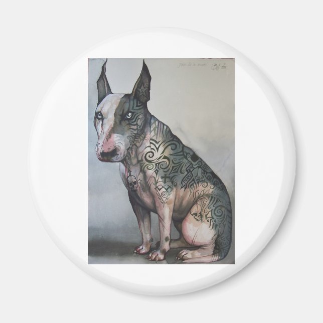 Mexican day of the dead bull terrier magnet (Front)