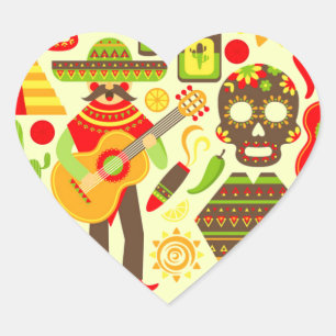 Mexican day of the dead Mexico Heart Sticker