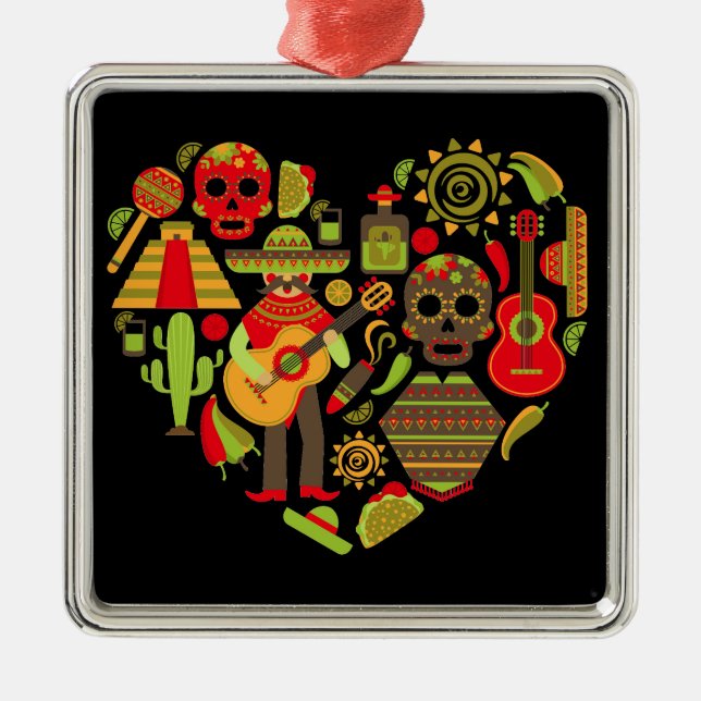 Mexican day of the dead Mexico Metal Tree Decoration (Front)