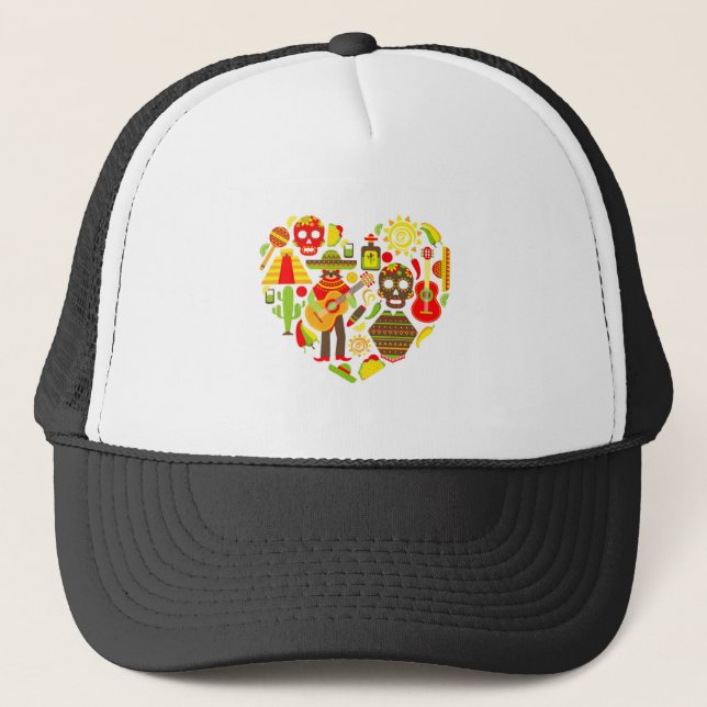 Mexican day of the dead Mexico Trucker Hat (Front)