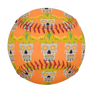 Mexican Day of the Dead Skull  Baseball