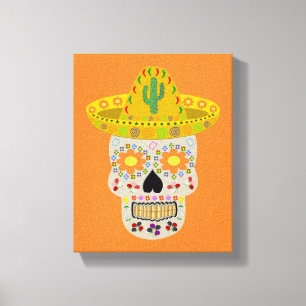 Mexican Day of the Dead Skull Canvas Print