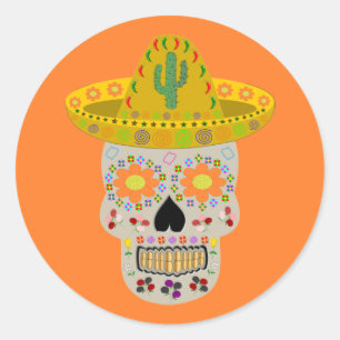 Mexican Day of the Dead Skull  Classic Round Sticker