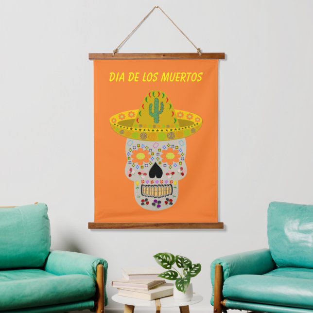 Mexican Day of the Dead Skull Custom Hanging Tapestry (Living Room)