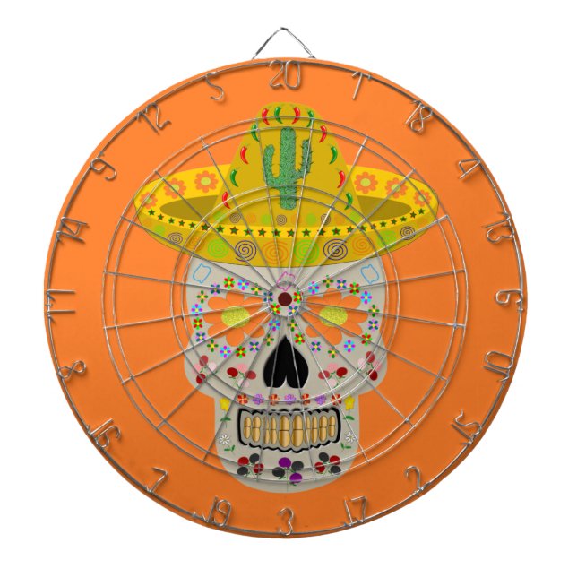 Mexican Day of the Dead Skull  Dartboard (Front)