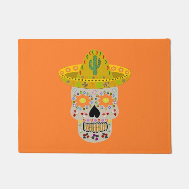 Mexican Day of the Dead Skull  Doormat (Front)