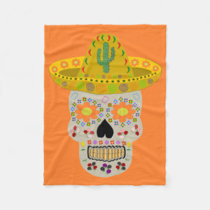 Mexican Day of the Dead Skull Fleece Blanket