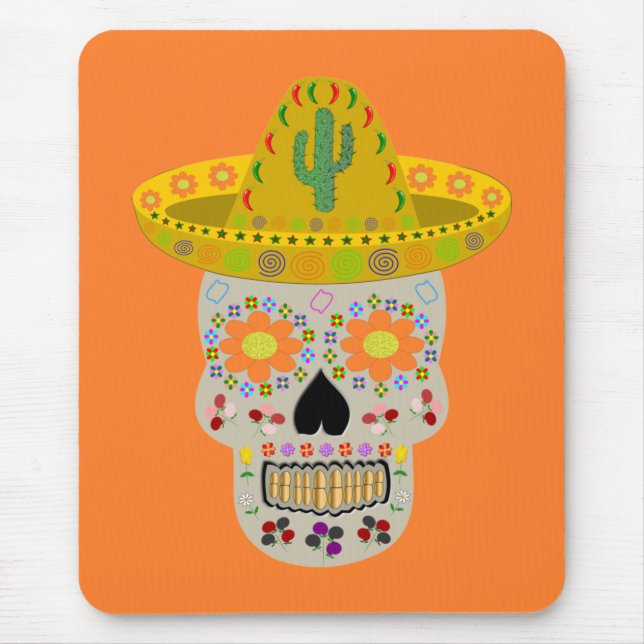 Mexican Day of the Dead Skull  Mouse Mat (Front)