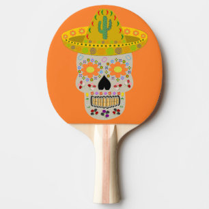 Mexican Day of the Dead Skull Ping Pong Paddle