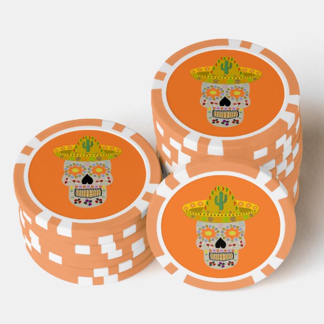 Mexican Day of the Dead Skull  Poker Chips (Stack)