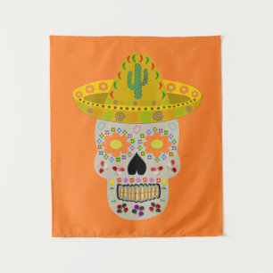 Mexican Day of the Dead Skull  Tapestry