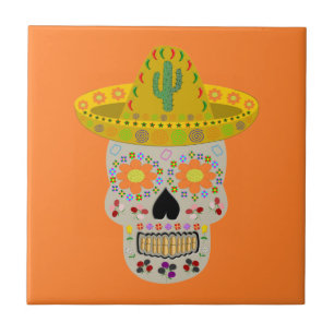 Mexican Day of the Dead Skull  Tile