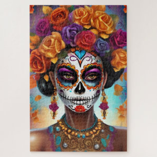 Mexican Day of the Dead Sugar Skull Girl Jigsaw Puzzle