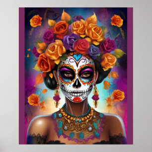Mexican Day of the Dead Sugar Skull Girl Poster