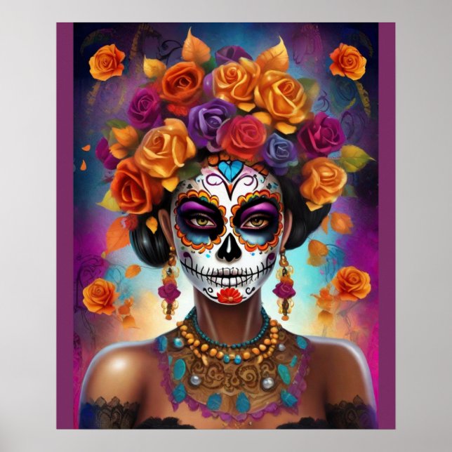 Mexican Day of the Dead Sugar Skull Girl Poster (Front)