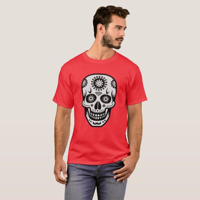 Mexican Day of the Dead Sugar Skull T-Shirt (Front Full)